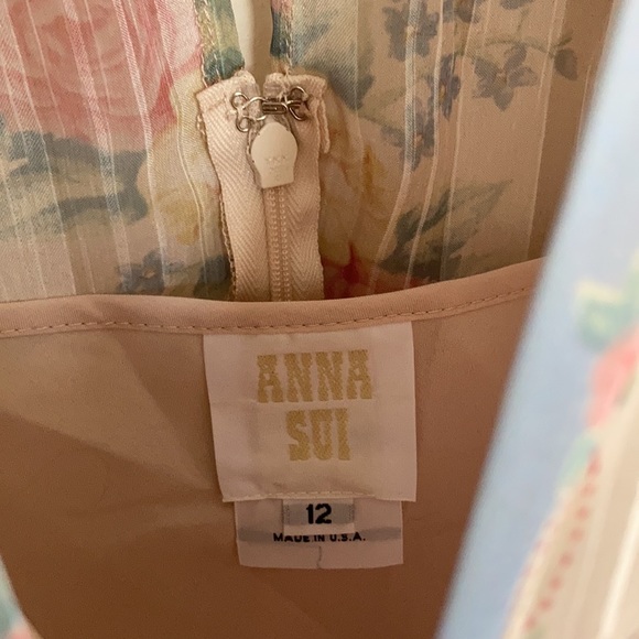 NWT Anna Sui Womens Dress Sz 12  Sheer Whimsy Floral Cottagecore Coquette Pastel - Picture 10 of 16